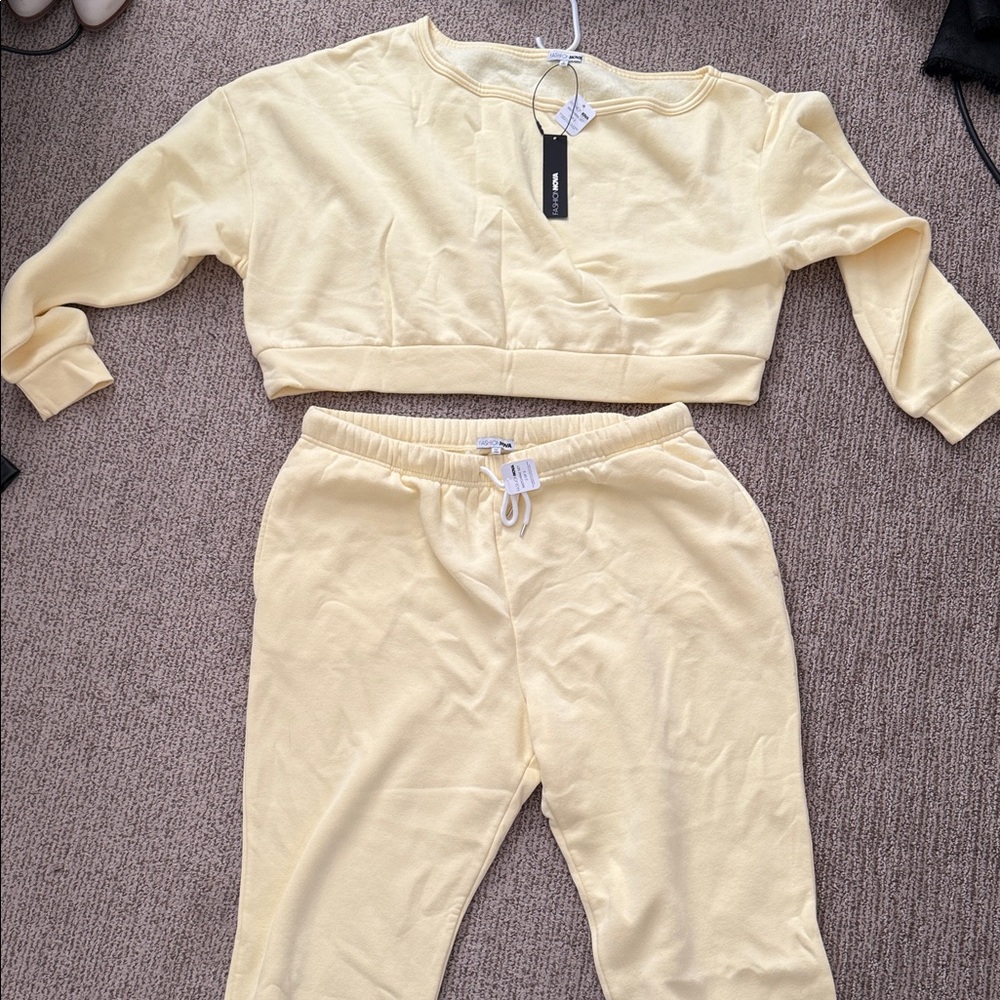 Fashion Nova Yellow Off-Shoulder Sweatshirt